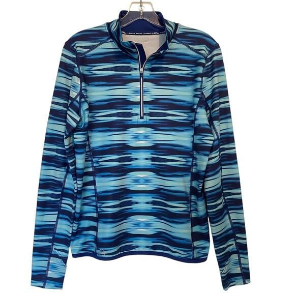 Lauren Ralph Lauren Active Quarter Zip Top Womens Large Blue Western Performance - Picture 1 of 7
